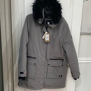 Women's Gray parka with removable fur hood